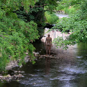 Anthony Gormley statue in Stockbridge